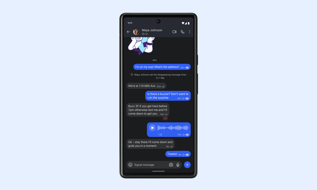 Signal 官方 Android 消息界面示例